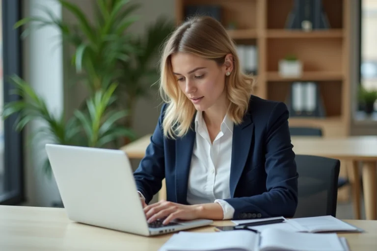 Enseignante configurant sa signature email professionnelle sur la messagerie Aix-Marseille depuis son bureau