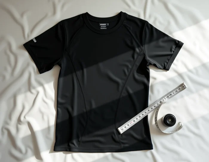 Tee-shirt Percko Decathlon posé à plat montrant les bandes élastiques de correction posturale